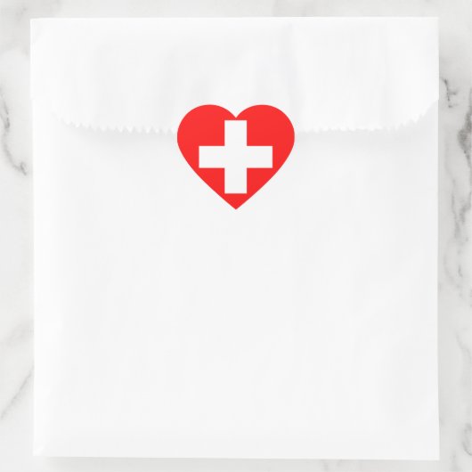Flagge der Schweiz Herz-Aufkleber (Tasche)