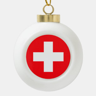 Flagge der Schweiz Keramik Kugel-Ornament