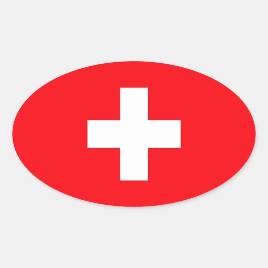 Flagge der Schweiz Ovaler Aufkleber (Vorderseite)