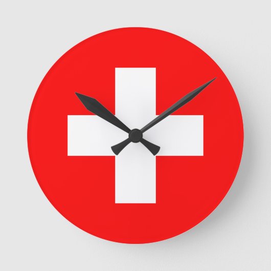 Flagge der Schweiz Runde Wanduhr (Vorderseite)