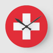 Flagge der Schweiz Runde Wanduhr (Vorderseite)
