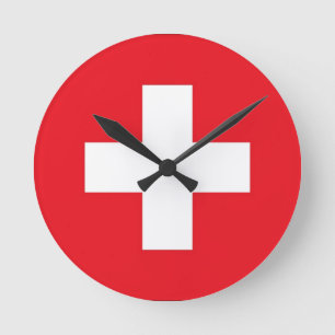 Flagge der Schweiz Runde Wanduhr