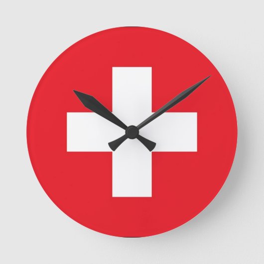 Flagge der Schweiz Runde Wanduhr (Vorderseite)