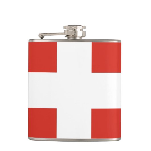 Flagge der Schweiz Vinyl Wrapped Flask Flachmann (Vorderseite)