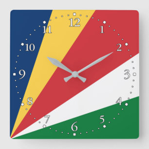 Flagge der Seychellen Quadratische Wanduhr
