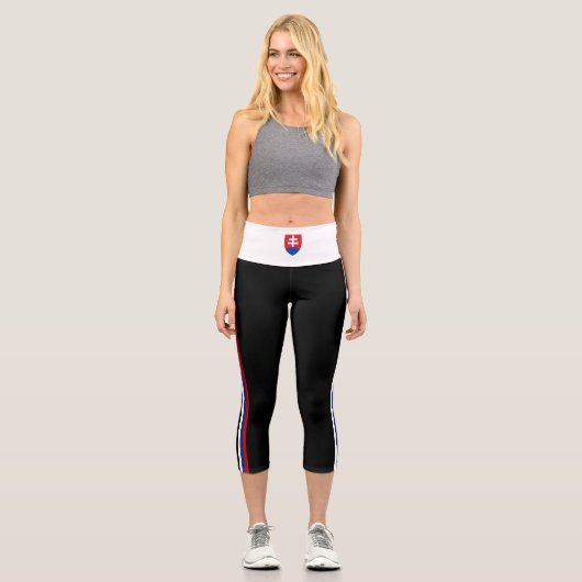 Flagge der Slowakei Capri Leggings (Vorderseite)