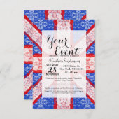 Flagge der Spitzen Union Jack England - rot, weiß, Einladung (Vorne/Hinten)