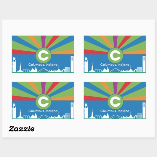 Flagge der Stadt Columbus Rechteckiger Aufkleber (Blatt)