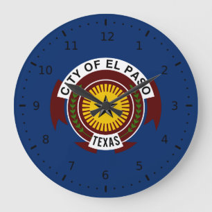 Flagge der Stadt El Paso, Texas Große Wanduhr