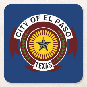 Flagge der Stadt El Paso, Texas Square Paper Coast Rechteckiger Pappuntersetzer