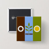 Flagge der Stadt Fresno, Kalifornien Button (Vorne & Hinten)