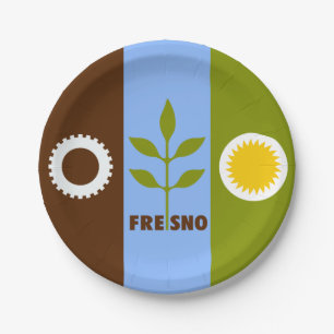 Flagge der Stadt Fresno, Kalifornien Pappteller