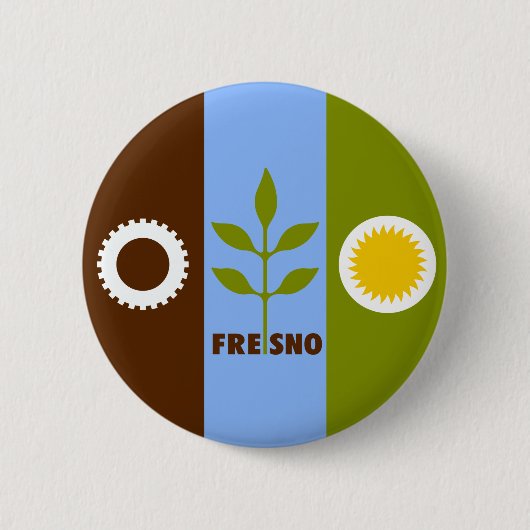 Flagge der Stadt Fresno, Pinback Button in Kalifor (Vorderseite)