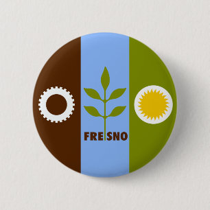 Flagge der Stadt Fresno, Pinback Button in Kalifor