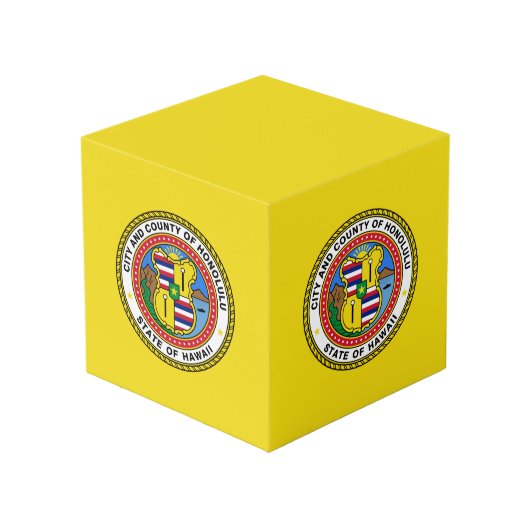 Flagge der Stadt Honolulu, Hawaii Cube Würfel (Rückseite Schrägansicht)