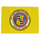 Flagge der Stadt Honolulu, Hawaii Große Geschenkta Geschenktüte (Rückseite)