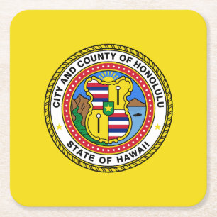 Flagge der Stadt Honolulu, Hawaii Square Paper Coa Rechteckiger Pappuntersetzer