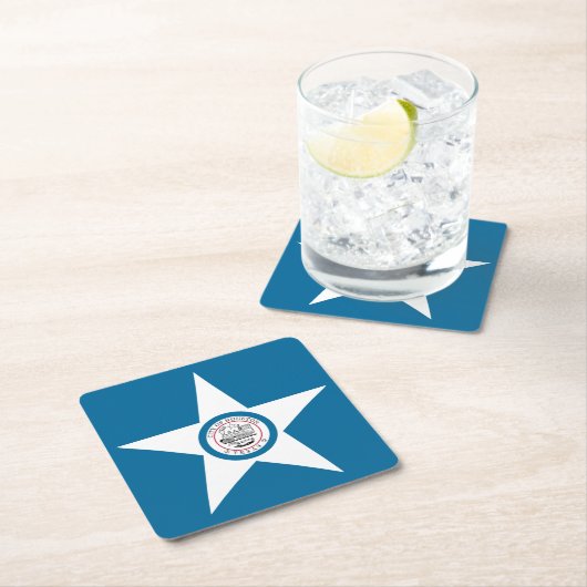 Flagge der Stadt Houston, Texas Square Paper Coast Rechteckiger Pappuntersetzer (Vor Ort)