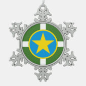 Flagge der Stadt Jackson, Mississippi Snowflake Pe Schneeflocken Zinn-Ornament (Vorderseite)