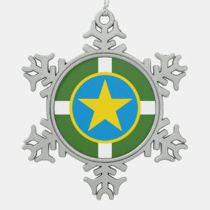 Flagge der Stadt Jackson, Mississippi Snowflake Pe Schneeflocken Zinn-Ornament