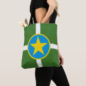 Flagge der Stadt Jackson, Mississippi Tote Tag Tasche (Von Nahem)