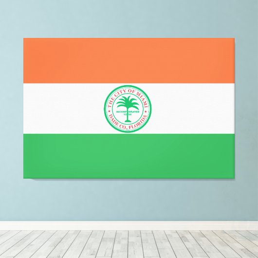 Flagge der Stadt Miami Leinwanddruck (Insitu (Holzboden))