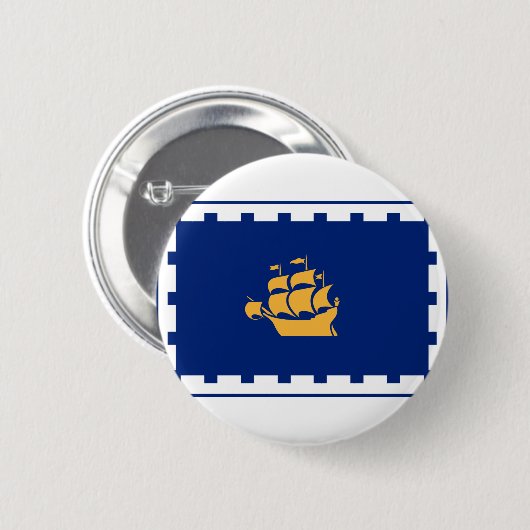 Flagge der Stadt Quebec Button (Vorne & Hinten)