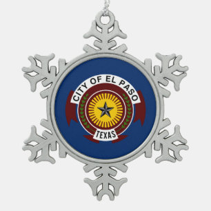 Flagge der Stadt von El Paso, Texas Schneeflocken Zinn-Ornament