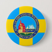 Flagge der Stadt Wilmington, Delaware Button (Vorderseite)