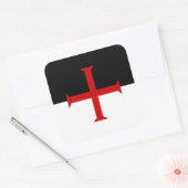 Flagge der Tempelritter Quadratischer Aufkleber (Umschlag)