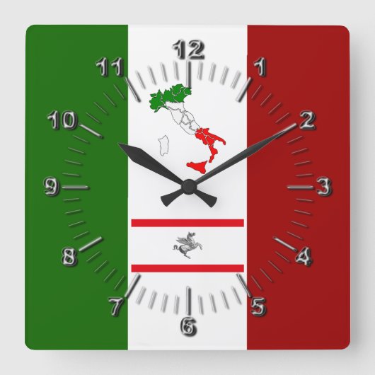 Flagge der Toskana (Italien) Quadratische Wanduhr (Vorderseite)