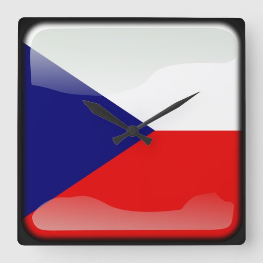Flagge der Tschechischen Republik Quadratische Wanduhr (Vorderseite)