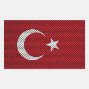 Flagge der Türkei mit Kohlenstofffasereffekt Rechteckiger Aufkleber