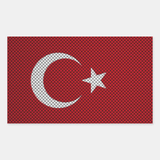 Flagge der Türkei mit Kohlenstofffasereffekt Rechteckiger Aufkleber