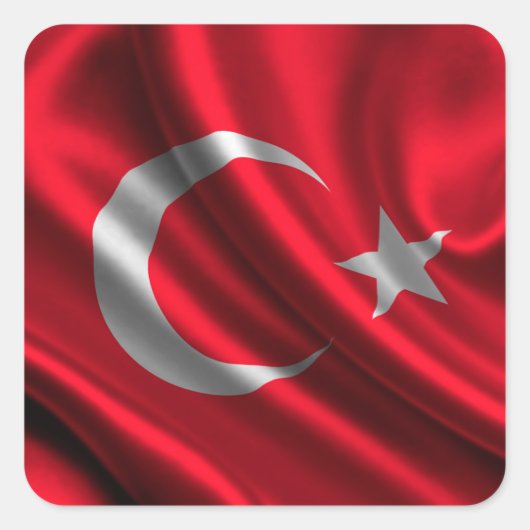 Flagge der Türkei, türkische Flagge Quadratischer Aufkleber (Vorderseite)