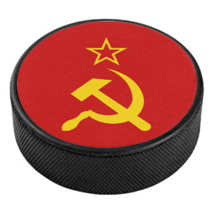 Flagge der UdSSR - sowjetische Gewerkschaft Eishockey Puck