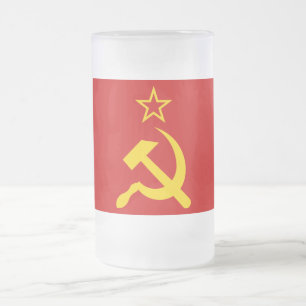 Flagge der UdSSR - sowjetische Gewerkschaft Mattglas Bierglas