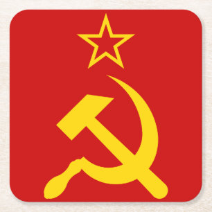 Flagge der UdSSR - sowjetische Gewerkschaft Rechteckiger Pappuntersetzer