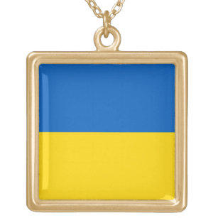 Flagge der Ukraine - П а п У р о р к р аї Vergoldete Kette