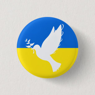 Flagge der Ukraine Button Friedens Taube - Unterst