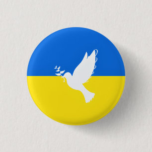 Flagge der Ukraine Button Friedenstaube - Freiheit