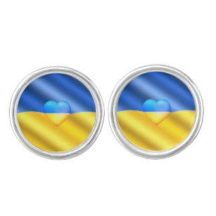 Flagge der Ukraine - Freiheit - Frieden - Solidari Manschetten Knöpfe