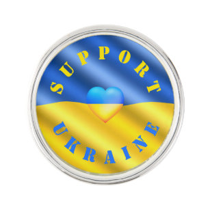 Flagge der Ukraine - Frieden - Solidarität im Herz Anstecknadel