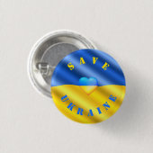 Flagge der Ukraine - Frieden - Solidarität im Herz Button (Vorne & Hinten)