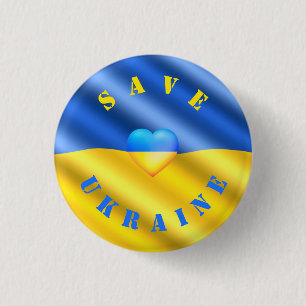 Flagge der Ukraine - Frieden - Solidarität im Herz Button