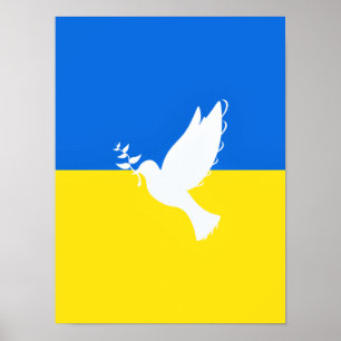 Flagge der Ukraine - Friedenstaube - Freiheit - Fr Poster