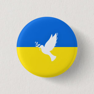 Flagge der Ukraine - Friedenstaube - Freiheitstast Button