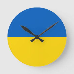 Flagge der Ukraine Runde Wanduhr