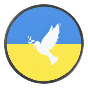 Flagge der Ukraine - Taube des Friedens - Freiheit Eishockey Puck