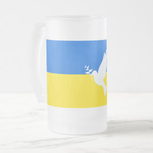 Flagge der Ukraine - Taube des Friedens - Freiheit Mattglas Bierglas